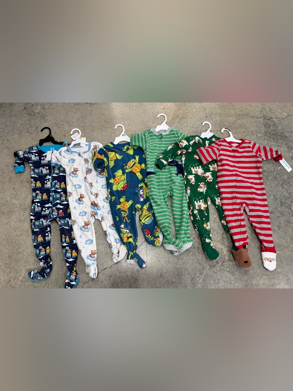 Carter's Red and Gray Striped Footed One-Piece Pajamas